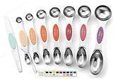 ChefAide Pack of 8 Stainless Steel Magnetic Measuring Spoons Set, Dual Sided, Stackable, Adjustable Teaspoon and Tablespoon Measure Spoon with Leveler, Kitchen Gadgets Set 3