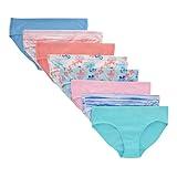 Hanes Little Ultimate Girls' Underwear, Pure Comfort Organic 100% Cotton Panties, Briefs, 8-Pack, Hipster-Pink Blue Solids & Patterns, 8
