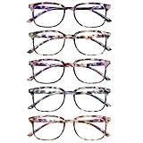 STASTEND 5 Pack Reading Glasses Blue Light Blocking for Women,Computer Readers with Spring Hinge (Multicolor-C2, 1.75, multiplier_x)