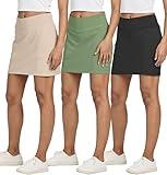 Real Essentials 3 Pack Womens 16 Inch Athletic Skort Skirt Pockets Running Casual Shorts Underneath Workout Tennis Golf Gym Ladies Active A Line