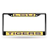 Rico Industries NCAA LSU Tigers Black Black Laser Cut Chrome Frame 12" x 6" 12" x 6" Black Laser Cut Chrome Frame - Car/Truck/SUV Automobile Accessory