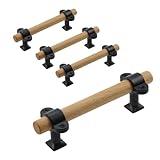 T Tulead Adjustable Wood Cabinet Handles Double Hole Furniture Handle Pulls Modern Drawer Wardrobe Pulls Handles 4PCS with Screws (L: 5.35", Hole Distance: Max. 3.78")
