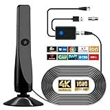 TV Antenna, Amplified HD Digital TV Antenna,Miles Coverage Range Supports 4K 8K 1080p for Smart HDTV and Older TVs，with High Performance Coax Cable