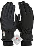 TRENDOUX Gloves for Men, Skiing Snowboard Hiking Outdoor Warm Work Women Windproof Cuff Cold Weather, Fleece Lining, Bike Motorcycle Running Snow (Black XL)