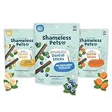 Shameless Pets Dental Treats for Dogs, Variety (3-Pack) - Healthy Sticks for Teeth Cleaning & Fresh Breath - Dog Bones Dental Chews Free from Grain, Corn & Soy