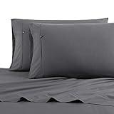 Nautica - King Sheet Set, Cotton Percale Bedding Set, Crisp & Cool, Lightweight & Breathable (Whale Grey, King)