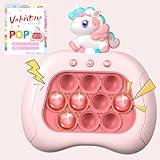 Valentine's Day Unicorn Pop Push Game Toy for Kids,Unicorn Quick Fast Push Pop Puzzle Handheld Game Light up Fidget Toy,Funny Pop Bubble Sensory Toys Birthday Valentine's Day Gifts for Kids Ages 3-12