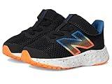 New Balance Baby Fresh Foam Arishi V4 Bungee Lace with Top Strap Running Shoe, Black/Blaze Orange/Blue Agate, 4 Wide US Unisex Infant