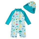upandfast Baby/Toddler Swimsuit UPF 50+ Sun Protection One Piece Zipper Bathing Suit with Sun Hat Infant Beach Swimwear (Marine Life,2-3 Years)