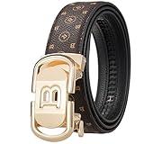 HATAMOTO Leather Belt for Men Ratchet Adjustable Slide Belt 1 3/8'' Width in Gift Package Fit Everywhere J-Coffee 40