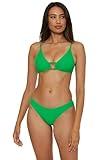BECCA Women's Standard Modern Edge Hipster Bikini Bottom, Cheeky Coverage, Swimwear Separates, Green, Medium