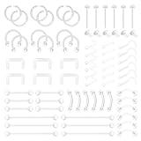 D.Bella 66pcs Mix Style Clear Piercing Retainer Flexible Nose Septum Ear Eyebrow Nipple Tongue Belly Button Rings Retainer Bioflex Plastic Industrial Barbell Piercing Retainer