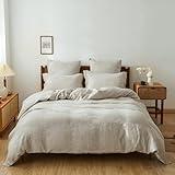 Simple&Opulence 100% Linen Duvet Cover Set, Natural French Flax Duvet Cover Twin Size, Breathable Soft Comfy Linen Bedding Comforter Cover with 1 Pillowcase (68"x86")