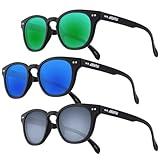 AEANU 3-pack Polarized Sunglasses for Teens and Young Adult Women – Color Mirror Lenses with UV400 Protection – Lightweight Matte round Frame for Driving, Beach Days & Everyday Outdoor Use