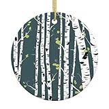 Beauty Birch Tree Christmas Ceramic Round Ornament:A Must-Have Christmas Ceramic Decor for The Festive Season