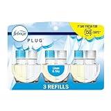 Febreze Plug In Air Freshener, Odor-Fighting Scented Oil Refill, Air Fresheners for Home and Bathroom and Kitchen, Long Lasting for Strong Odors, Linen & Sky Scent, 0.87oz Refills, 3 Count (Pack of 1)