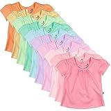 HonestBaby Unisex Baby Organic Cotton Puff Sleeve Multi-packs And Toddler T-Shirt Set, 10-pack Rainbow Girl, 3-6 Months US