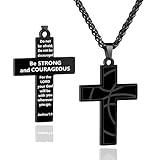 Smilelife Soccer Baseball Basketball Football Cross Necklace for Boys Men, Inspirational Bible Verse Cross Pendant Black Stainless Steel Chain Chain 22+2 inch Religious Sports Jewelry Gift (Basketball)