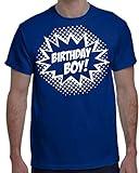 Custom Kingdom Mens Birthday Boy Superhero T-Shirt (X-Large, Royal Blue)