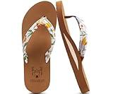KuaiLu Womens Yoga Mat Flip Flops Comfortable Arch Support Ladies Summer Beach Pool Cushion Walking Thong Sandals Orthotic Slip on Outdoor Slides Travel Essentials Outfits Slippers Shoes Beige Size 9