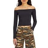 Levi's Women's Graphic Lexie Bardot Top, Sport Logo 2.0 Caviar, Medium