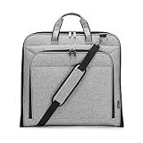 Amazon Basics Carry-On Garment Bag for Travel and Business Trips with Shoulder Strap, Hanging Suit Luggage Bag for Men Women, Wrinkle Free Cover for Suits Dresses Coats, Gray