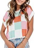 Girls Fall Crop Tops 2025 2025 Cute Cap Sleeve Spring Summer Colorblock Loose Kids Knit Winter Sweaters Top Pink