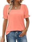 WIHOLL Valentine Shirts for Women Summer Spring Tops Going Out Date Night Outfits Coral S