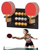 Artibear Ping Pong Paddle Holder, Wall Mounted Metal Magnetic Table Tennis Storage Rack Holds 8 Paddle & 12 Balls, Racket Display Organizer for Game Room, Garage, Sports Equipment Room, Home