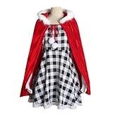 Cindy Lou Who Christmas Costume Dress 5pcs Outfits with Cloak for Girls Christmas Holiday Party Dress up