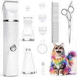 Bautrium Cat Grooming Clippers Kit with Paw Trimmer, 3 in 1 Electric Pet Hair Trimmer Supplies for Thick Matted Hair, Heavy Coat Butt Shaver Cat Razor Fur Trimmer for Dogs at Home