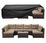 WLEAFJ Patio Furniture Covers Rectangle, Outdoor Table Covers Waterproof, Heavy Duty Outdoor Furniture Cover, Patio Sectional Set Cover 90" L x 64" W x 28" H, Black