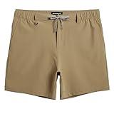 Maamgic Men's 5 Inseam Casual Classic Fit Shorts with Multi-Pocket, Hybrid Quick Dry Dark Khaki Large