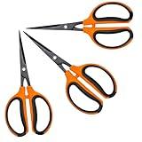 GROWNEER 3 Packs Trimming Scissors Teflon Coated Non Stick Blades Pruning Shears Gardening Hand Pruning Snips with Straight Stainless Steel Precision Blade
