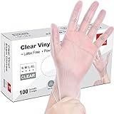 Schneider Clear Vinyl Exam Gloves, 4-mil, Large 100-ct Box, Latex-Free, Disposable Gloves, Medical Gloves, Cleaning Gloves, Food Prep Gloves, Food Safe Rubber Gloves, Powder-Free, Non-Sterile