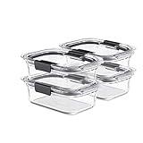 Rubbermaid Brilliance Glass Food Storage Containers, 3.2 Cup, Set of 4, BPA-Free, Leak-Proof, Clear