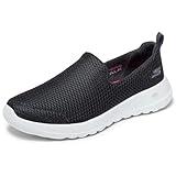 Skechers Women's Go Walk Joy Sneaker-5Gen Cushioning, Air-Cooled GOGA Mat, Breathable Mesh Upper Sneaker, Black/White, 10