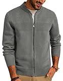 PJ PAUL JONES Mens Cardigan Grey Full-Zip Cardigan Sweaters Fashion Fall Winter Sweater Clothing 2XL