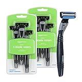 Amazon Basics 3-Blade Disposable Razors for Men, 6 Count, 2 Packs of 3 (Previously Solimo)