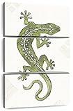 Elephant Stock - Southwest Flair IV Wall Art - Vertical Multi Panel Canvas - 3 Piece Living Room Wall Decor - Watercolor Lizards Multi Piece Wall Art - Beige And Gray Decor by Anne Tavoletti - 32" x 50"
