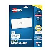 Avery Easy Peel Address Labels, Inkjet Printers, White, 1" x 2-5/8", Box of 750 Labels (08160)