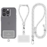 Sinjimoru Cell Phone Lanyard (2Packs), Adjustable Strap for Wrist with Key & ID Card Holder - Sporty White