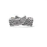 Caiyao Angel Wing Rings - Adjustable Open Band Wings Punk Devil Feather Bypass Band Promise Rings Elegant Wedding Bands for Men Women - Style B