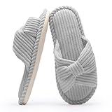 Chantomoo Slippers for Women Memory Foam House Slides for Woman Home Bedroom Bathroom Spa Wedding Travel Hospital Open Toe Corduroy Slippers Anti Slip Cozy Comfortable Red Orange Size 4.5 5 6