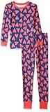 Amazon Essentials Unisex Kids' Snug-Fit Cotton Pajama Sleepwear Sets, Blue, Hearts, 5