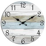 CHYLIN Wall Clock, Silent Non Ticking Battery Operated, Rustic Coastal Country Clock Decorative for Bathroom Kitchen Bedroom 8