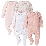 Gerber Baby Girls' 4-Pack Sleep 'N Play Footie, Deer, 0-3 Months