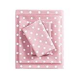 Mi Zone Pink Twin Size Sheet Sets Kids Polka Dot Sheets for Girls 100% Cotton Percale Soft Sheet Set, Flat Sheet, Fitted Sheet, Pillowcase, Breathable All Season Bed Set, Fits up to 14" Mattress