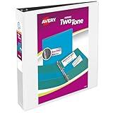 Avery Two-Tone Durable View 3 Ring Binder, 1.5 Inch Slant Rings, White/Black Binder (17287)