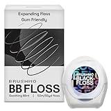 Brushmo Black Floss (BB Floss) - Expanding Gum-Friendly Soothing Mint Dental Floss, Natural Wax Helps Remove Plaque from Teeth, US-Dentist Designed PTFE & PFAS Free Oral Care, 1 Spool, 55 yd, Vegan